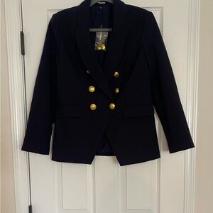 NWT Express Navy Blue Military Blazer Gold Buttons Size 8